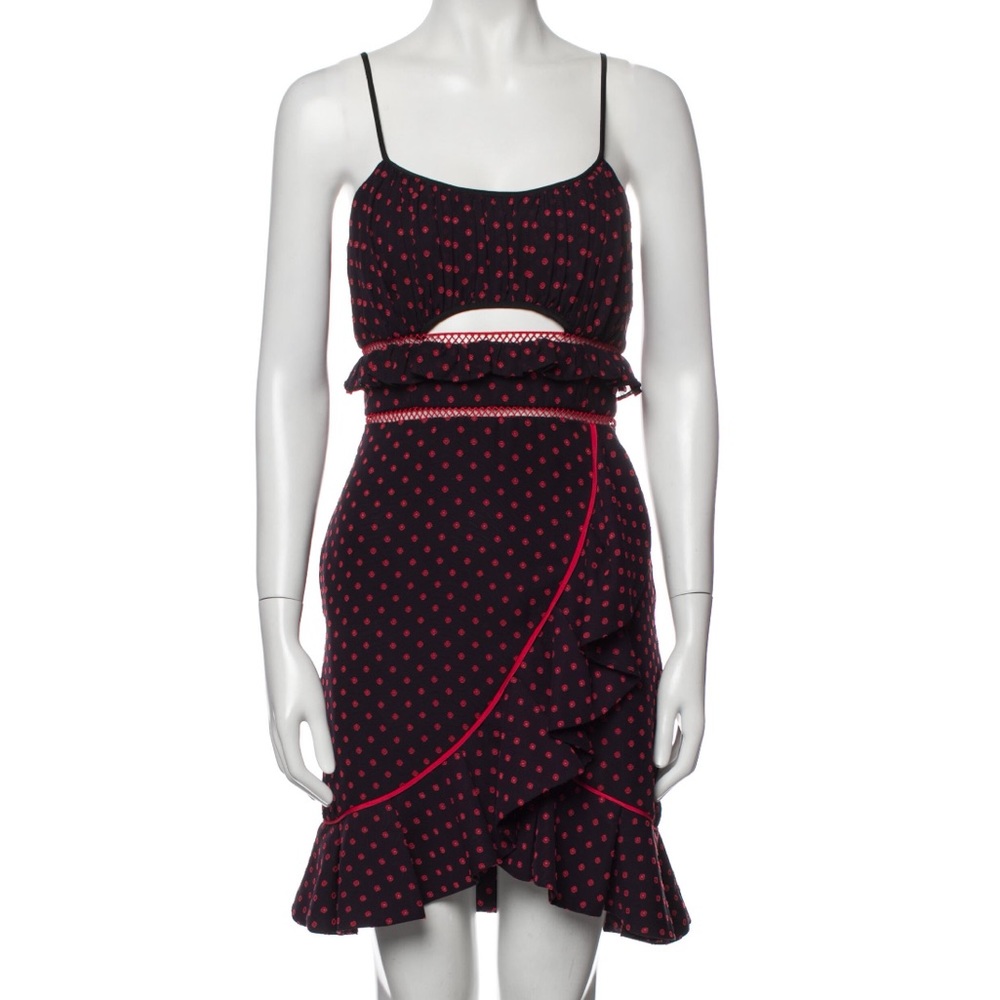 Self portrait polka dot cut out mini dress pockets  medium - Picture 7 of 17